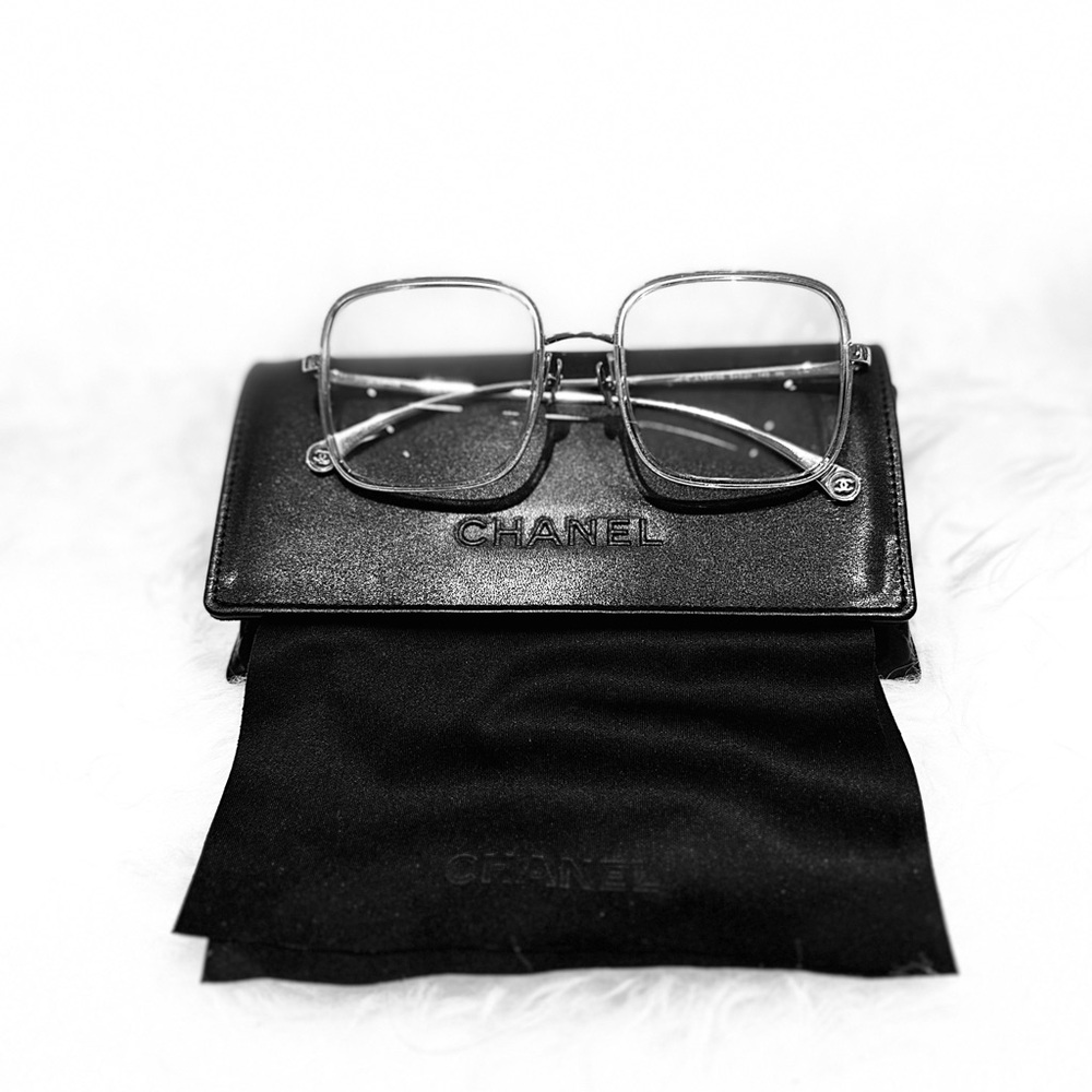 Chanel Silver Eyeglasses with Black Case